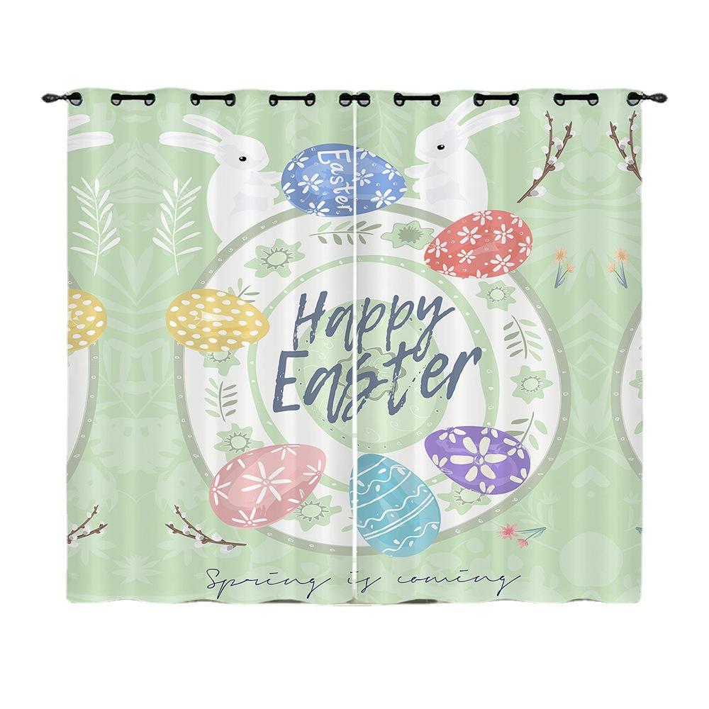 Curtains Animal Rabbit Egg Easter Curtain Digital Printing Blackout Curtain No Punching