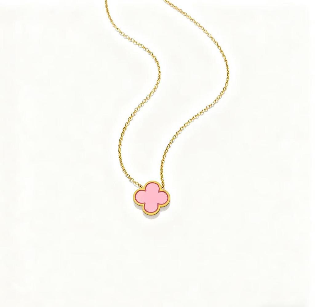 13mm Vierblättriges Kleeblatt Titanstahl Schmuckset: 18K Armband, Halskette, Ohrringe