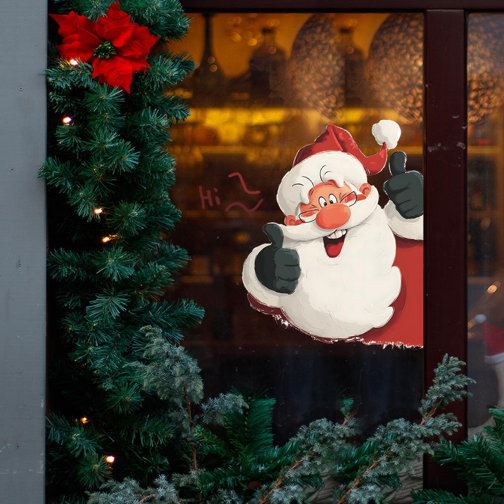 Decorazione Domestica Personalizzata Babbo Natale Adesivi Antistatici per Vetri di Porte e Finestre
