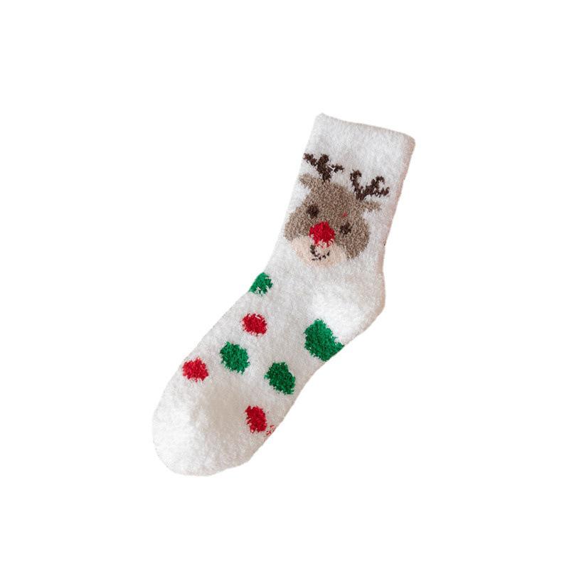 Autumn & Winter Cute Cartoon Santa Claus Coral Fleece Christmas Socks