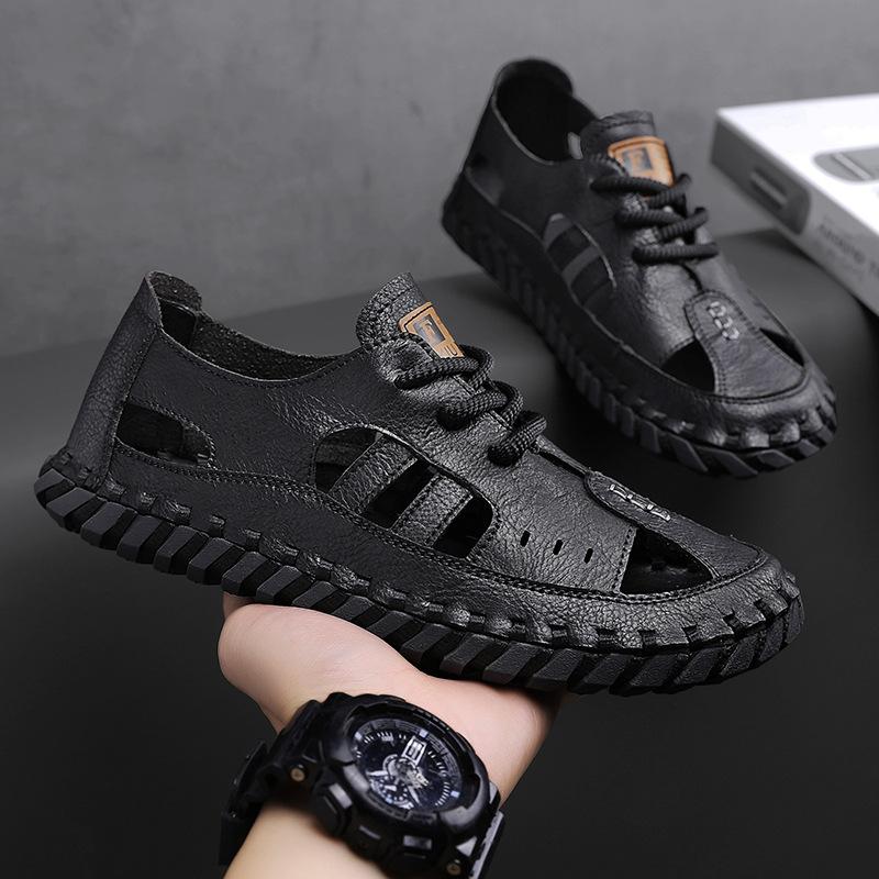 46 Large Size Men's Shoes for Summer Breathable Hollow Large Hole Casual Sports Soft Sole Driving Outdoor Handmade Sandals for Men