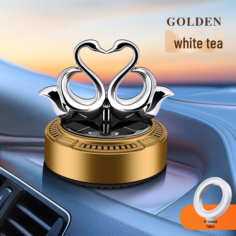 Solar-Powered Swan Car Perfume Holder: Stylish Aromatherapy Ornament with Slow Rotation and Long-Lasting Fragrance