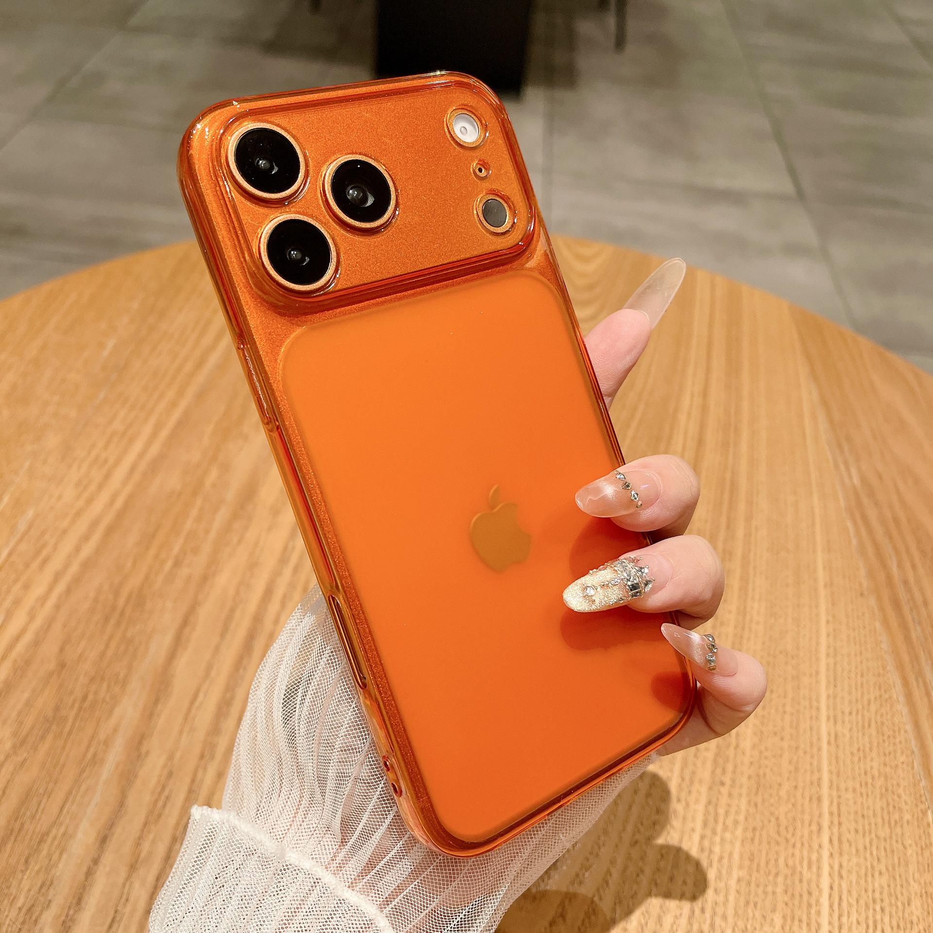 

Compatible Frosted Transparent Protective Case for iPhone 17/16 Pro Max Drop-proof with Large Window iPhone 16 оранжевый