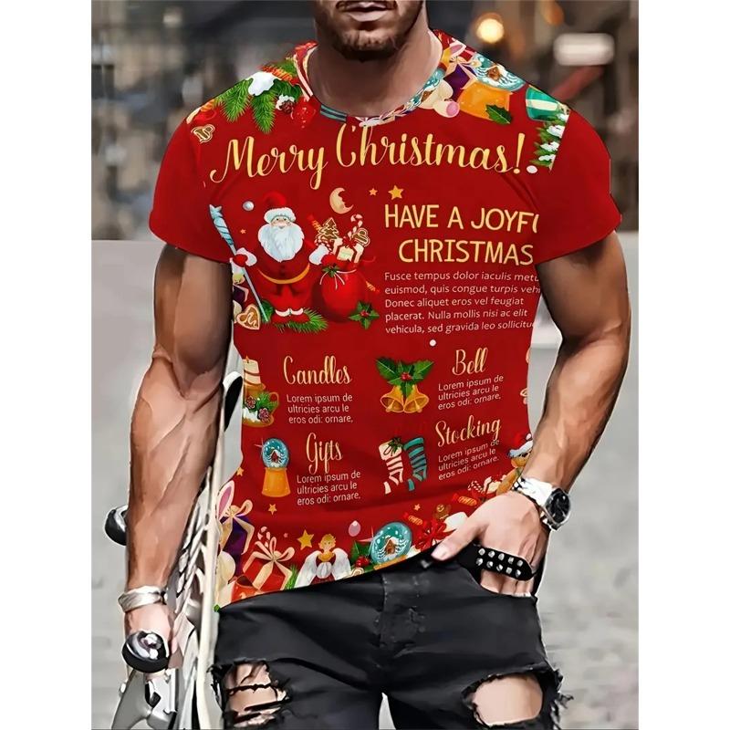 Christmas Men's T Shirt 3D Print Casual Short Sleeve Tees Street Fashion Crew Neck Pullover Male Oversized Clothing Sweatshirt