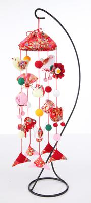 Takagi Fiber Panami Kyoto Chirimen Hanging Decoration Umbrella and Treasure Hanging Kit, Decoration, Red, LH-130
