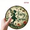 Vintage 8x8 Inch Round Metal Sign Handmade Tin Plate Rustic Fairy Garden Wall Art Decor for Indoor Outdoor