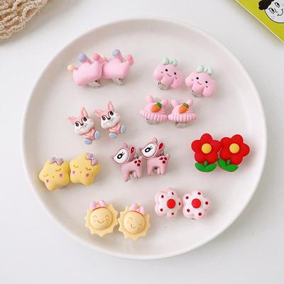 Creative Cartoon Fruit & Animal Ear Clips - Cute, Colorful, No Hole Princess Baby Earrings Accessories