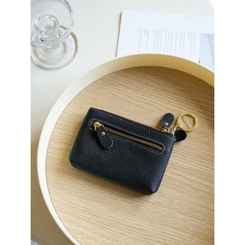 Genuine Leather Mini Coin Purse Women Small Wallet With Card Slots Key Holder Soft Cowhide Compact Clutch