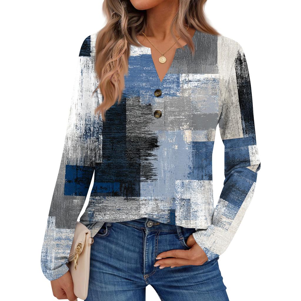 Damen Langarmshirt mit Blumenmuster Elegante Freizeit-Tops Trendiges Hemd Tops