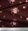 Soimoi Japan Crepe Satin Fabric Leaves,Aster & Camellia Flower Printed Craft Fabric by the Metre 42 Inch