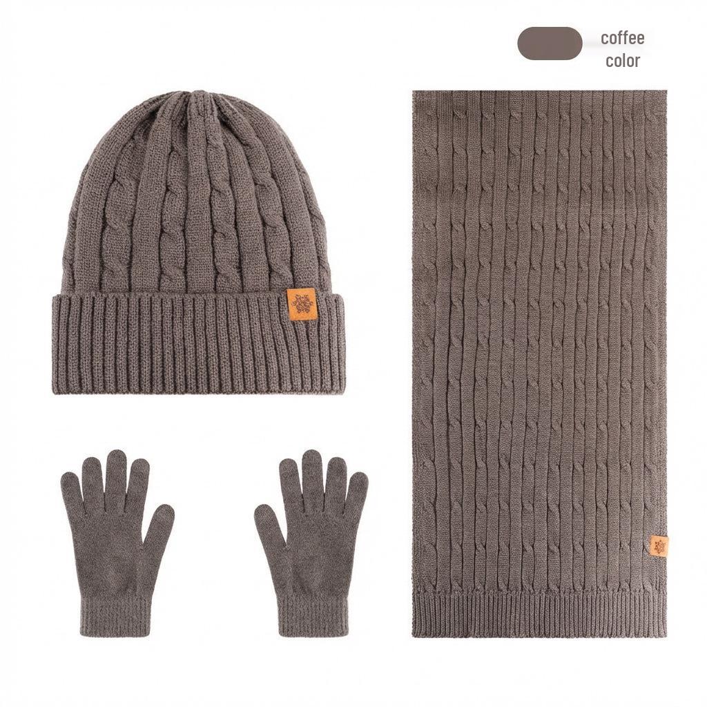 Women's Winter Knit Hat, Scarf, and Gloves Set - Double Layer Fleece Lined for Warmth