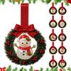 Winter Festive Gift Toppers Mini Christmas Wreath Door Handle Decoration, Gingerbread/Angel/Bell/Snowman Artificial Pine Acrylic Ornaments