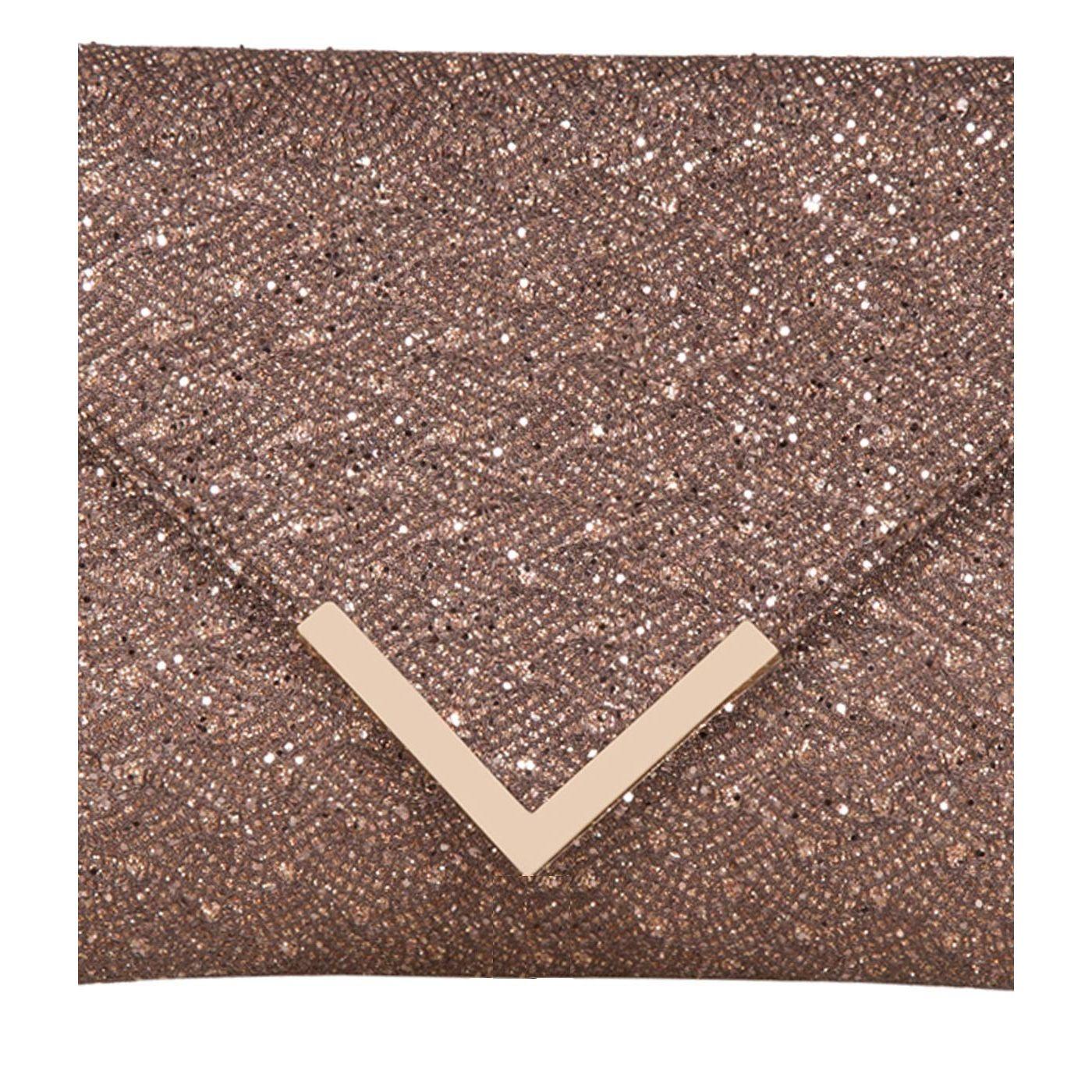 Женская сумка-клатч/слинг 10 x 1 c медный — фото 11