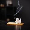Cute Cat Incense Burner Stick Holder Mini Lovely Cat Incense Burner With Bamboo Mat Home Decor Tea Pet Tea Ceremony Accessories