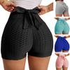 Pantaloncini sportivi da donna Elastico a vita alta Tinta unita Lacci Slim Fit Skinny Sopra il ginocchio Pantaloncini da ciclismo per yoga quotidiano morbidi e traspiranti
