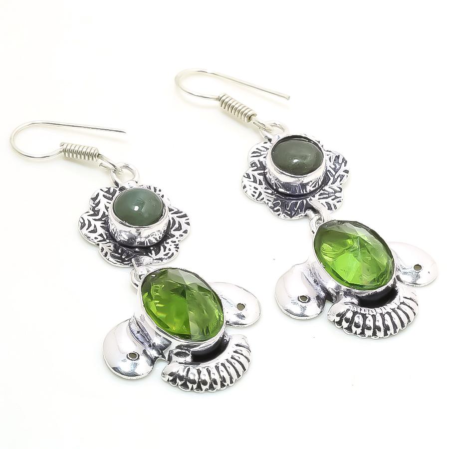 

Labradorite Peridot Gemstone Fashion Drop Dangle Jewelry Earrings 2.30 B9l74