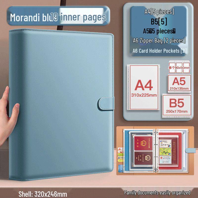 Portable Family Document Organizer: Loose-leaf, Multifunctional, Transparent, Large-Capacity Album for Birth Certificates & Household Records.