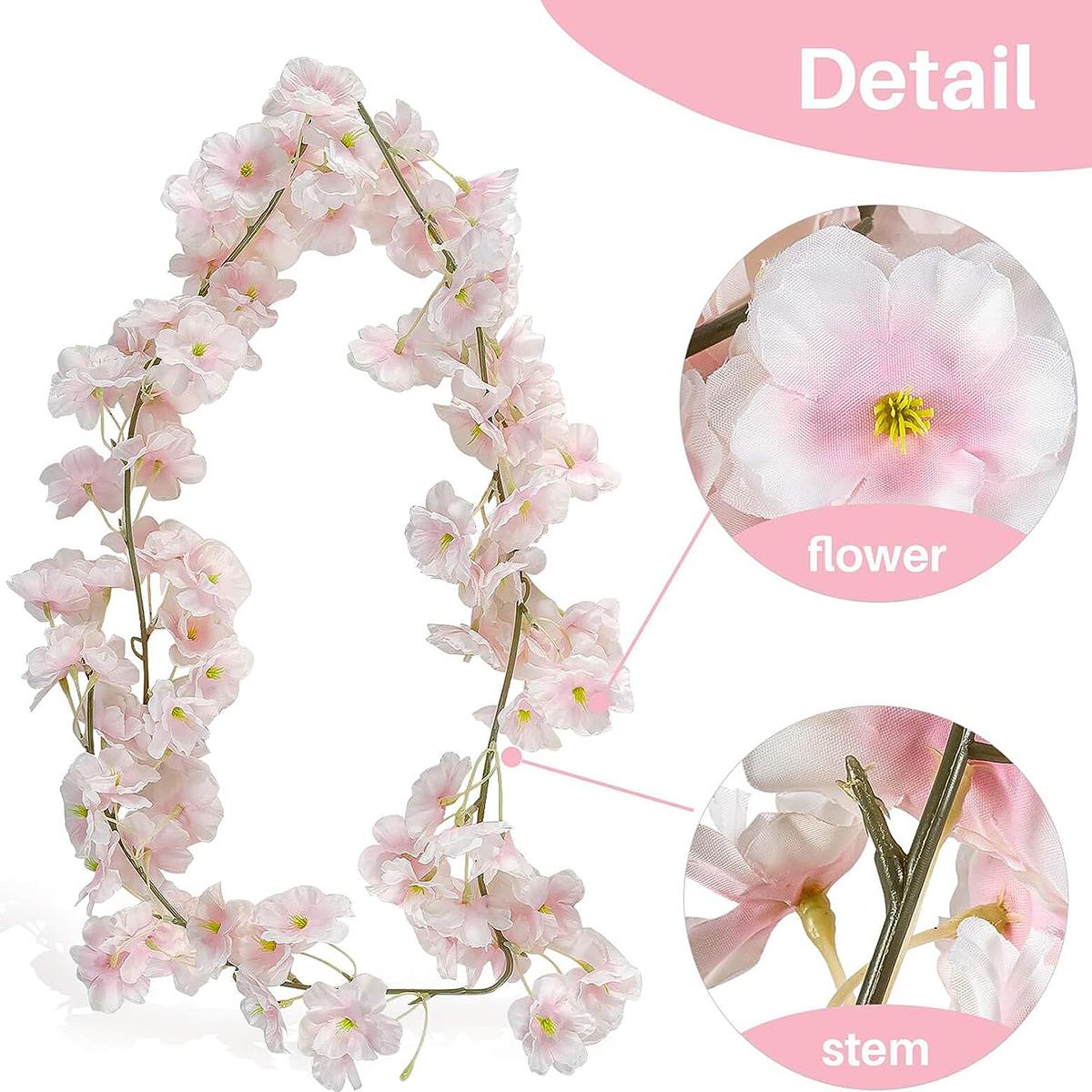 

1PC Artificial Sakura Flowers Vine Wedding Outdoor Garden Rose Arch Home Diy Decor Festival Silk Scrapbook Background Wall Plant 1PC розовый