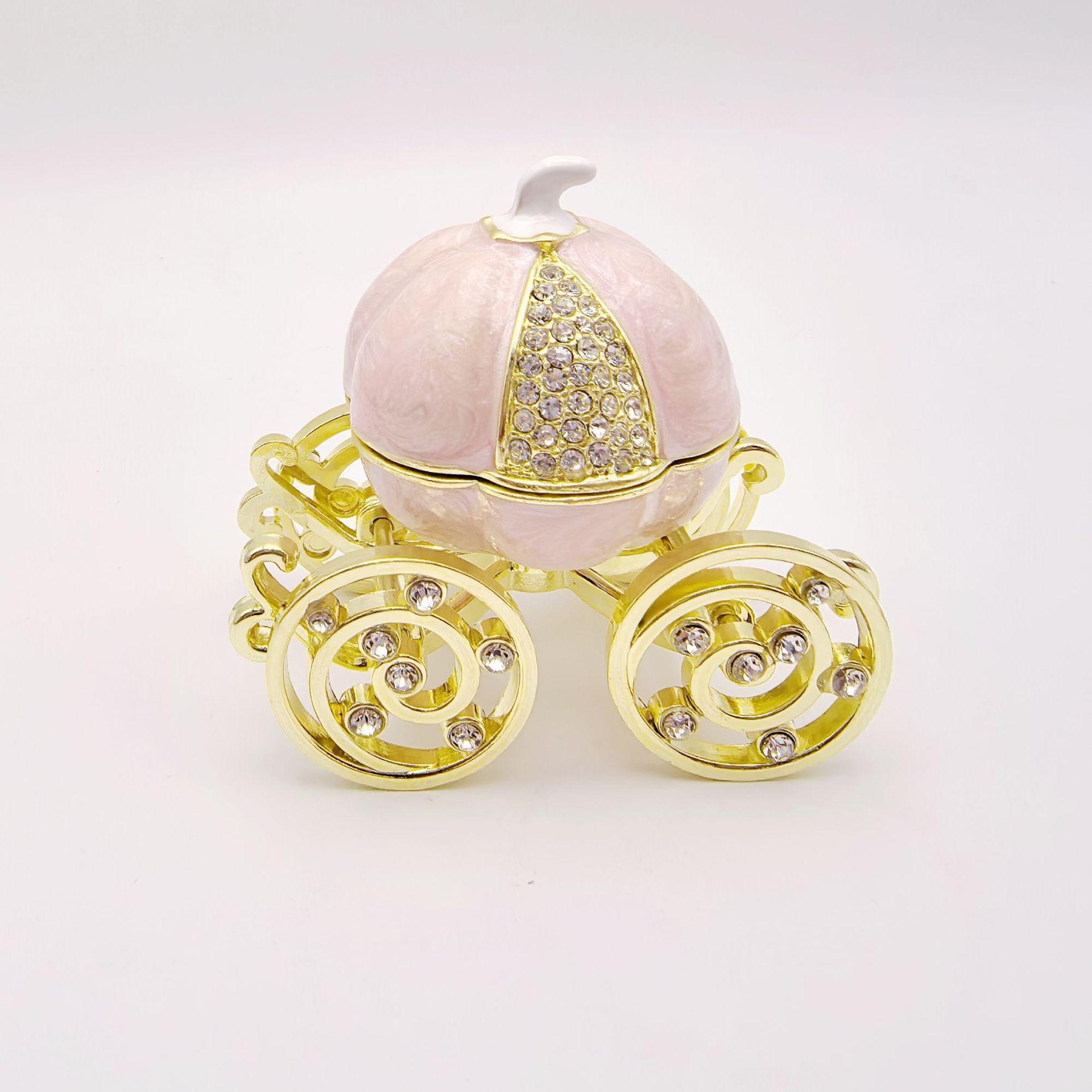 

Тыквенная карета шкатулка для украшений кольцо ожерелье шкатулка для украшений украшение эмаль ручной работы украшение 7.1 * 4.7 * 6.5cm розовый