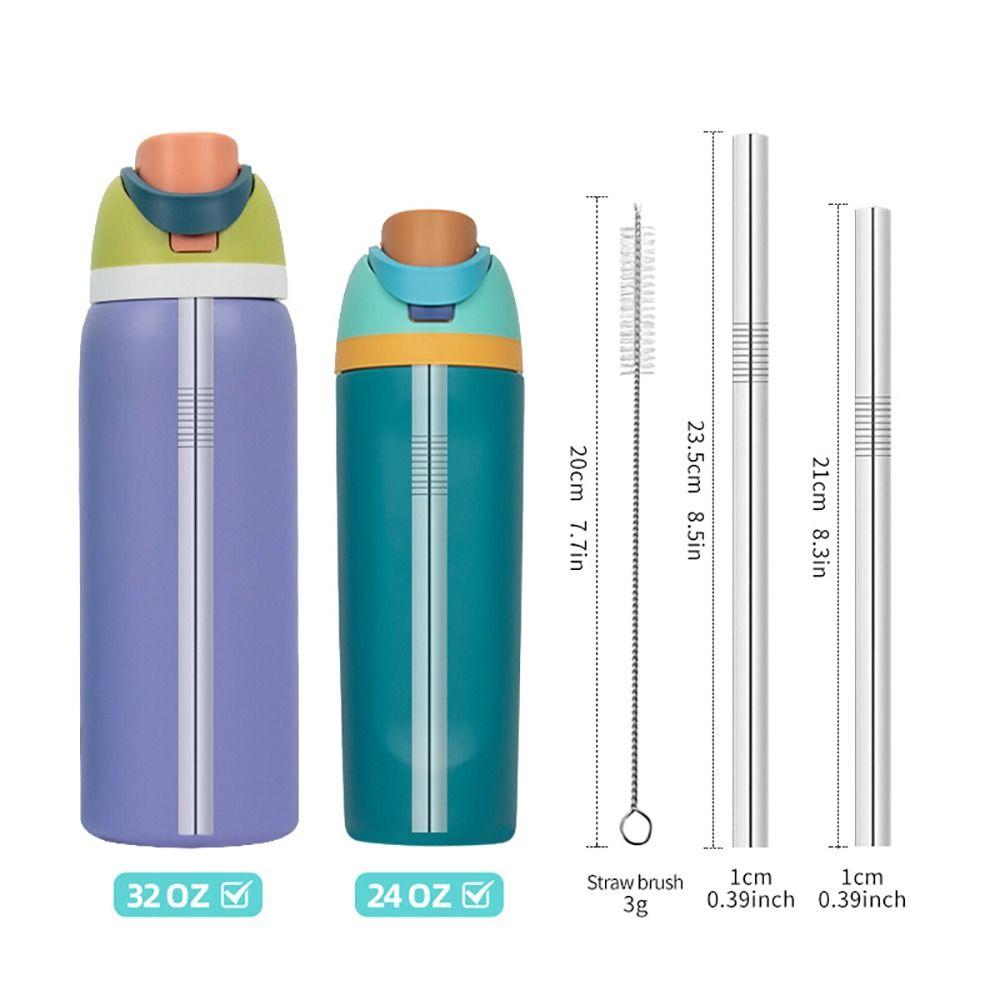6Pcs/Set Durable With Brush Stainless Steel Straw 10mm Reusable Water Bottle Straw Cup Replacement Straw Drinking Use