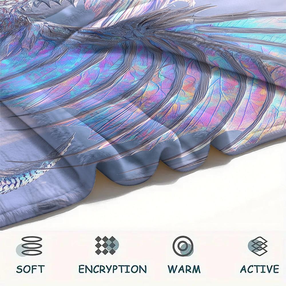Winged Dragons Print Flannel Blanket, High quality Comfortable for All Seasons, Home Decor, Warmth and Comfort