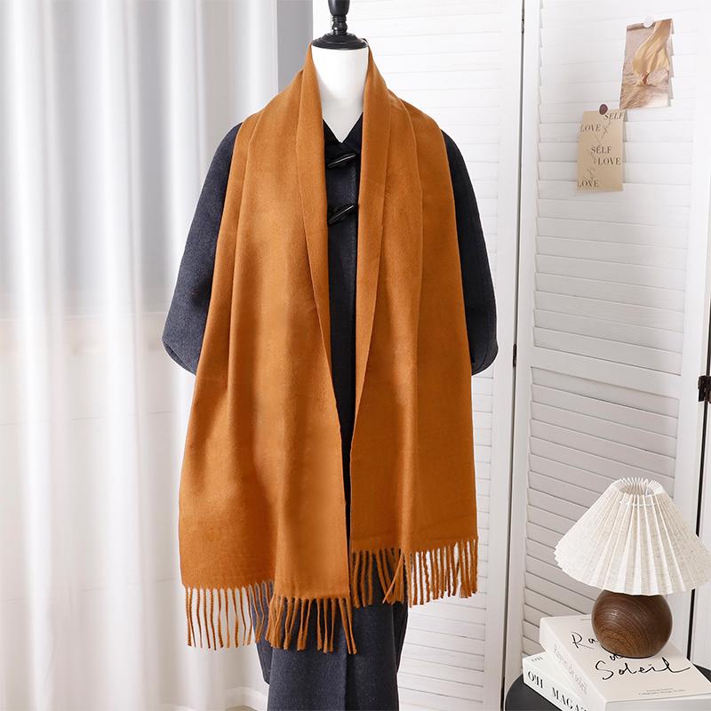 New Designer Luxury Women Warm Scarf Winter Cashmere Shawls Thick Solid Neckerchief Hijab Wraps Tassls Pashmina Foulard