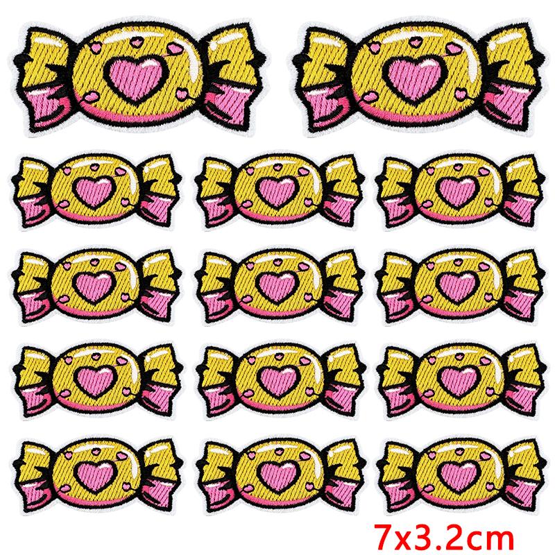 10pcs Cute Cartoon Embroidered Patches Diy Pudding Donuts Ice Cream Doodle Stickers Iron On Patches For Clothing Decoration 