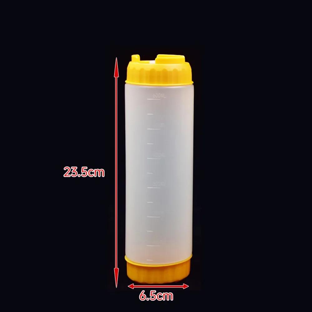 Double Head Squeeze Sauce Bottle 16oz 20oz 24oz Large Capacity Squeeze Bottles In First Out First Plastic Ketchup Picnic Cooker