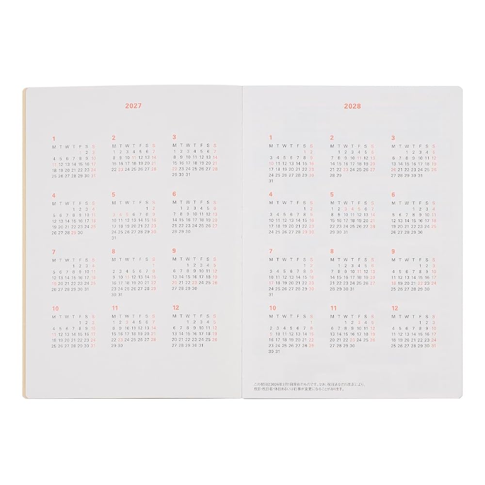 [Delfonics Planner 2027 Edition / Starts October 2026] B6 Kitri Horizontal Light Pink