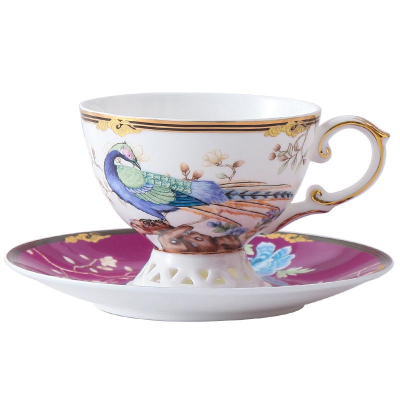 National Style Light Luxury Coffee Cup And Saucer With Spoon Small Luxury Afternoon Red Teacup Couple Set Simple Creative High-End Gifts