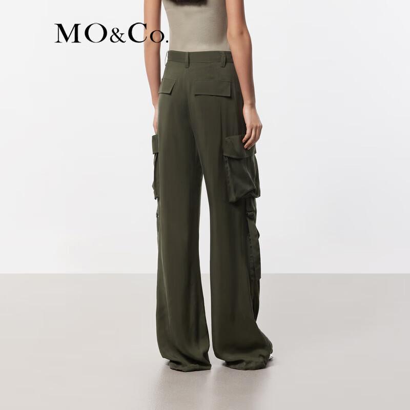 MO&Co. Matte Cupro Drawstring Cargo Pants