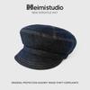 25 Early autumn new stitching dark denim newsboy hat children's high-quality face small soft brim newsboy hat tide