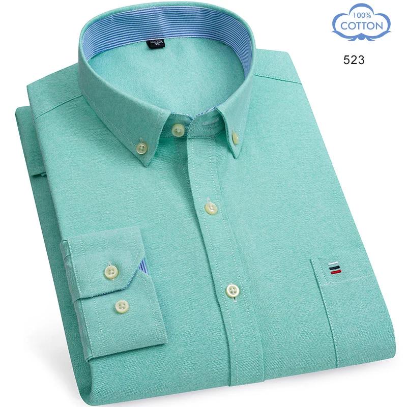 2026 Men's Social Shirt Pure Cotton Oxford Luxury Brand Thin Soft Buttoned Plaid Formal Work Western Clothing
