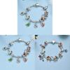 Christmas Snowman Deer Charm Bracelets Zinc Alloy Holiday Gift For Men Women