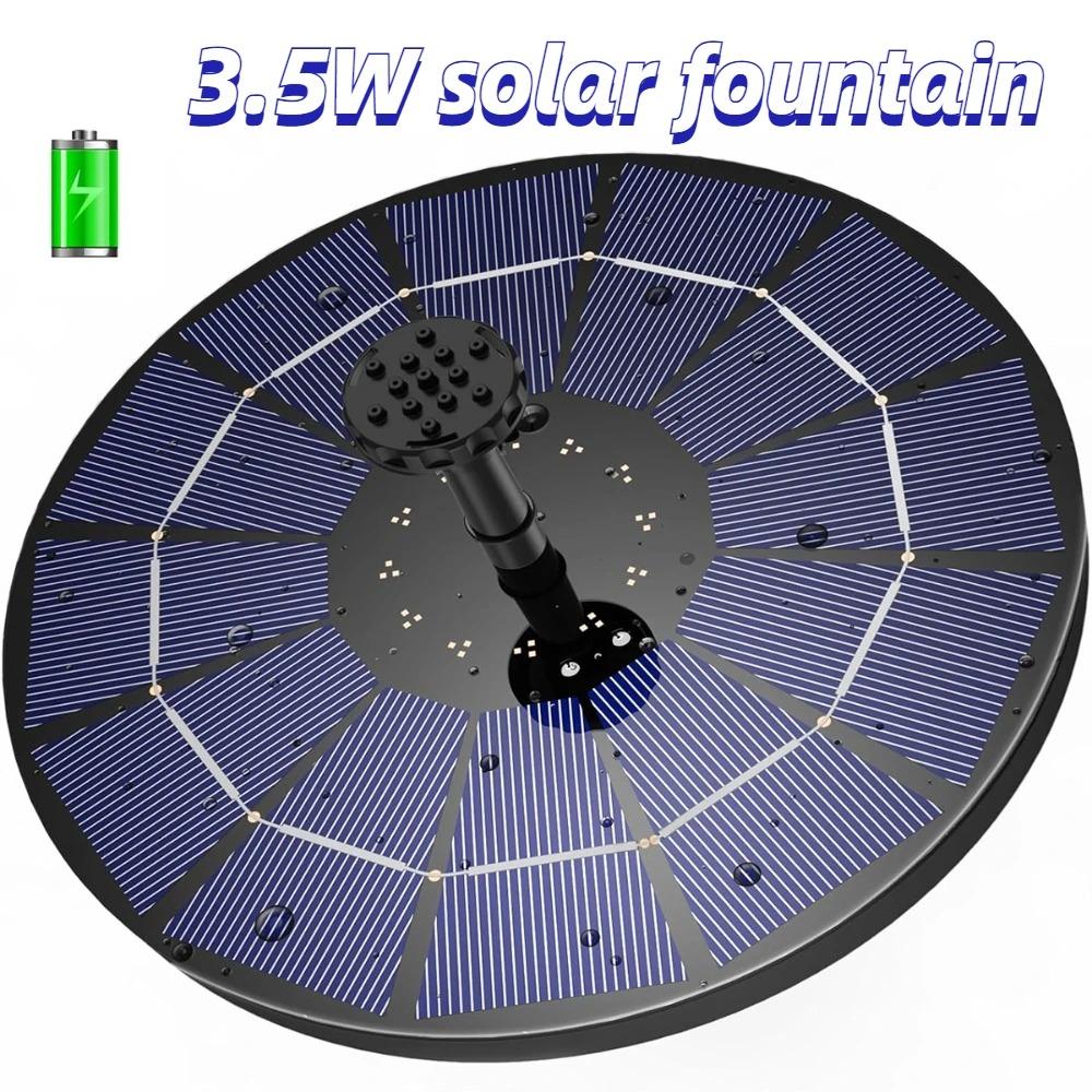 3.5W/3W Solar Fountain with 6 Nozzles DIY Bird Bath Fountain Use Outdoor Garden Solar Fountain Pump and Can Store Solar Energy