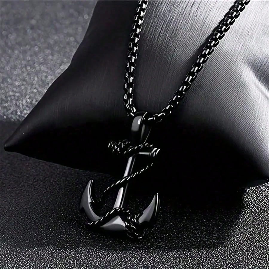1pc Stainless Steel Vintage Anchor Pendant Necklace, Suitable For Everyday Wear