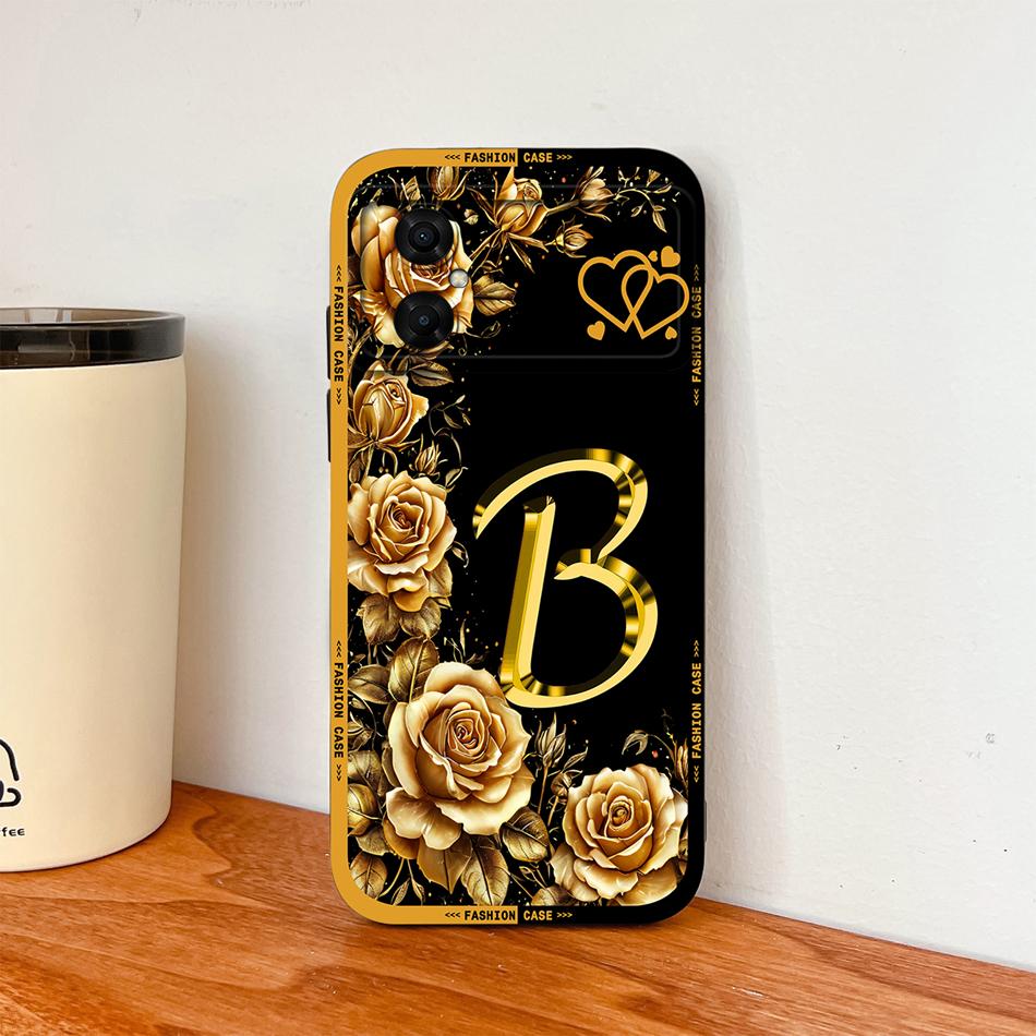 Case For Xiaomi Poco M4 M3 Pro Luxury Rose Letters Soft Smooth Liquid Silicone Housing For Poco M 4 M 3 Lightweight Phone Cover