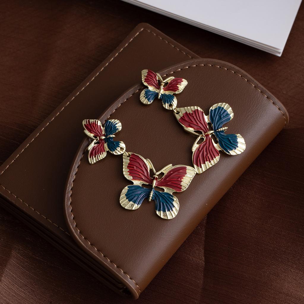 Retro Niche Enamel Stud Earrings Colored Bow Long Earrings Women'S Fashion Temperament High-End Atmospheric Earrings