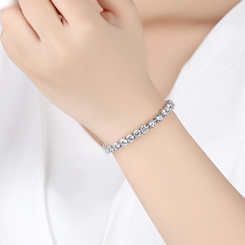 2025 New Fashion Green Crystal Friendship Bracelets Bangles for Women Silver Color Round Zircon Charm Bracelet Braclet Gifts