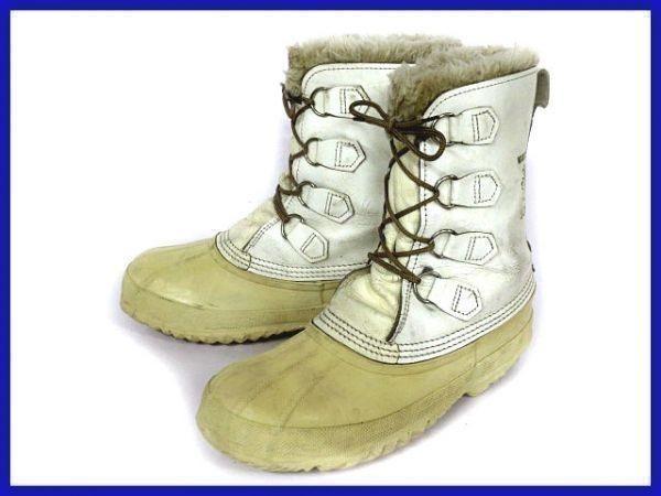 

Canada Vintage/SOREL/Leather Snow Boots/24.5-25.5/White/With Inner Liner