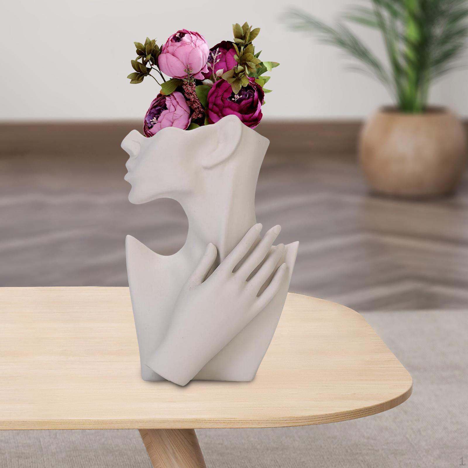 

Абстрактная керамика Статуя Ваза для цветов Шикарный бюст Кашпо Скандинавская композиция для вечеринки в комнате 14x21x9cm