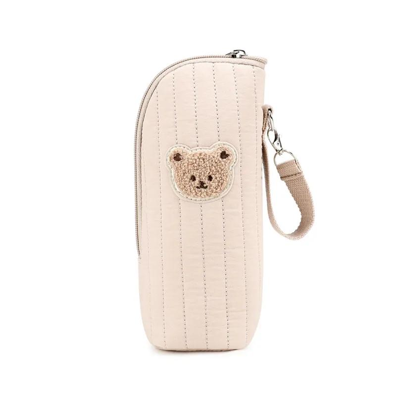 

Design Baby Bottle Tote Bag With Aluminum Foil Insulation Bags Cute Bear Water Bottle Thermal Storage Pouch With Stroller Hook Set