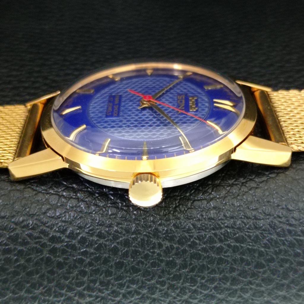 OROLOGIO DA UOMO INDIANO VINTAGE HMT SONA A CARICA MANUALE QUADRANTE BLU a443367-1