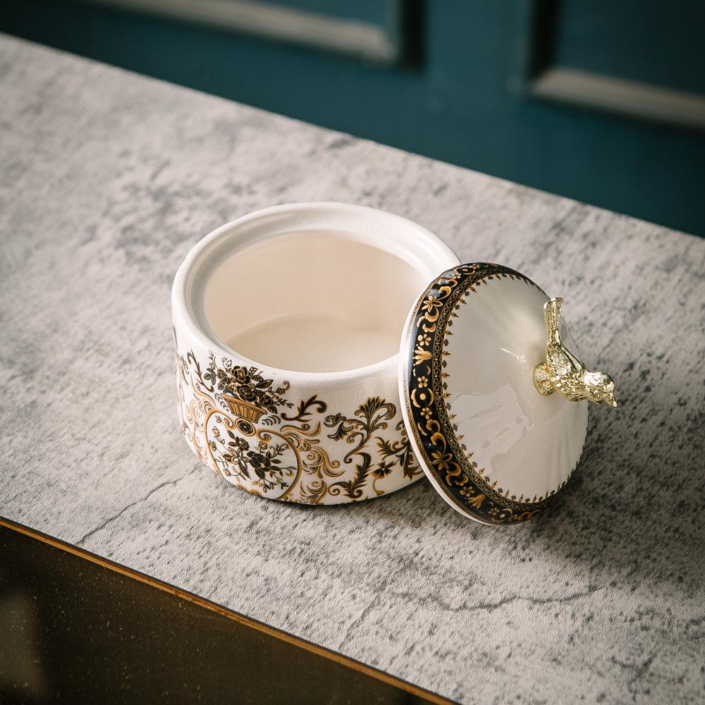 Retro Ceramic Bird Jewelry Box - Necklace & Ring Storage, European Home Decor