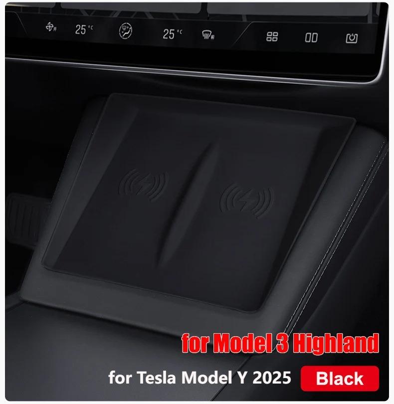 For Tesla Model Y Juniper 2025 Center Console Wireless Charging Pad Mat Screen Rearview Mirror Protector Frame Model 3 Highland