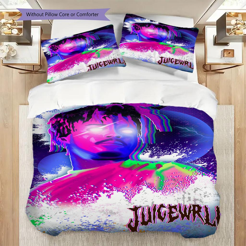 Juice Wrlds Neon Legacy Three-piece set (1 * duvet cover + 2 * pillowcase, without core) 2D Flat Bedding set Christmas birthday gift