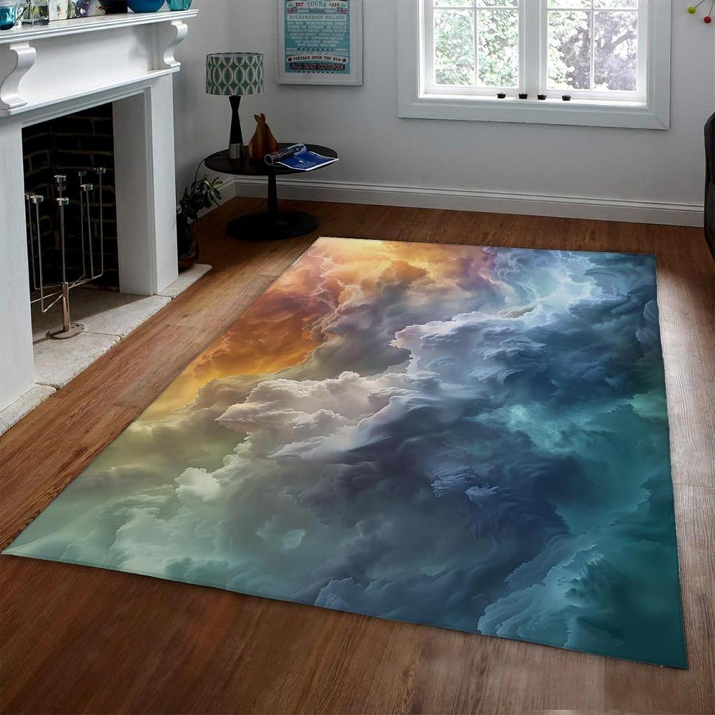 Nordic Abstract Colorful Cloud Carpet Oil Painting Style Sky Soft Children' Room Area Rugs Home Living Room Floor Mat Doormat