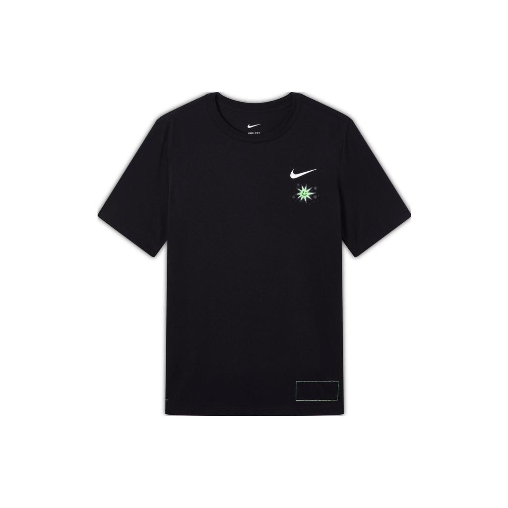 Nike Cartoon Sun Hand Print Letter Graphic Round Neck Short Sleeve T-Shirt Men Tops Black DV3189-010