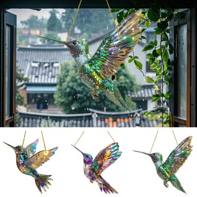 Hummingbird Suncatcher Χριστουγεννιάτικη διακόσμηση Πολύχρωμο ακρυλικό στολίδι κρεμαστό παράθυρο Πολύχρωμο Hummingbird Suncatcher για