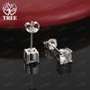Elegant 925 Sterling Silver Round Zircon Stud Earrings Women's Party Engagement Wedding Birthday Accessories Men Simple Jewelry
